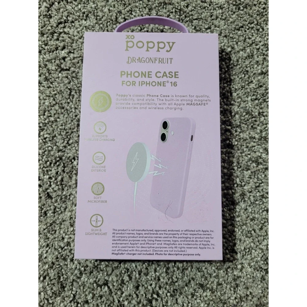 XO Poppy iPhone 16 Magsafe Protective Silicone Cellphone Case Dragonfruit Purple